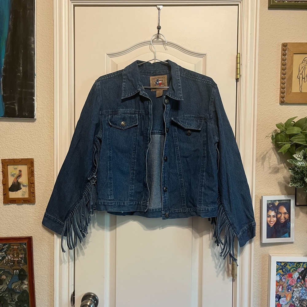 Vintage Fringe Denim Jacket sz M